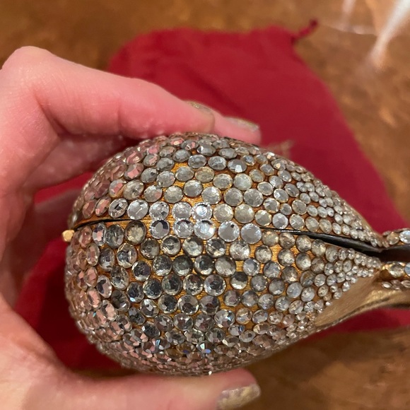 JUDITH LEIBER RARE “Chatelaine” Vintage Antique Gold Diamond Drop Shape Purse - Picture 10 of 13